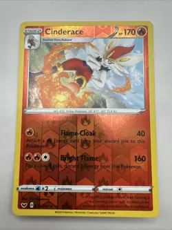 Pokemon Card Cinderace Sword & Shield Reverse Holo Rare 036/202 Near Mint - Image 1