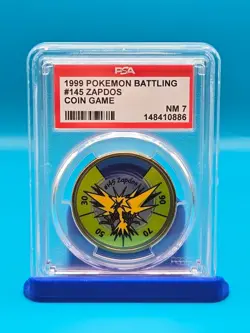 PSA 7 - 1999 POKEMON BATTLING COIN GAME 145 ZAPDOS - Image 1