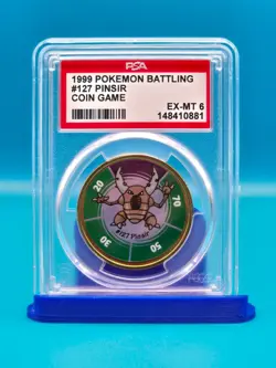 PSA 6 - 1999 POKEMON BATTLING COIN GAME 127 PINSIR - Image 1