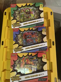 Pokemon TCG ASCENDED HEROES Mega ex Box Lot Of 3 Meganium Emboar Feraligatr - Image 1