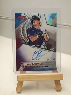 2025 Bowman's Best Cole Carrigg Auto Blue Refractor #/150 Rockies - Image 1