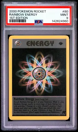 2000 POKEMON ROCKET 1ST EDITION #80 RAINBOW ENERGY PSA 9 - Image 1
