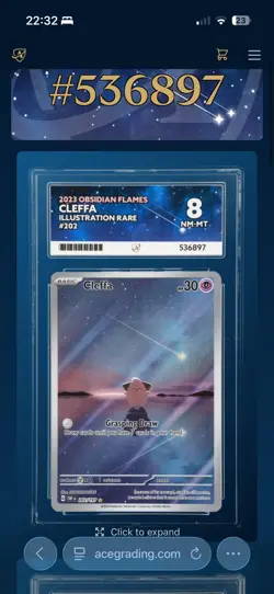 Pokemon TCG 2023 Obsidian Flames Cleffa Illustration Rare 202/197 Ace 8 - Image 3