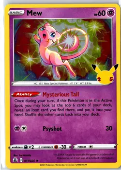 Mew 011/025 Holo Rare Celebrations Pokemon Lightly Played - Image 1