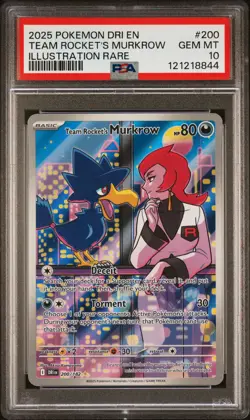 2025 POKEMON DRI EN-DESTINED RIVALS #200 TEAM ROCKET'S MURKROW PSA 10 - Image 1