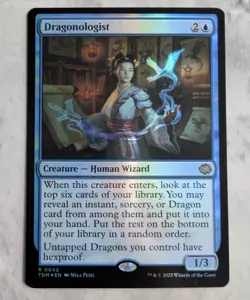 Dragonologist (Foil) TDM Tarkir Dragonstorm Blue Dragon Hexproof Tutor Rare | NM - Image 1