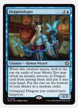 Dragonologist (Foil) TDM Tarkir Dragonstorm Blue Dragon Hexproof Tutor Rare | NM - Image 2
