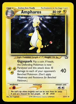 Ampharos 1/111 Unlimited Holo Rare Neo Genesis Pokemon Card - Image 1
