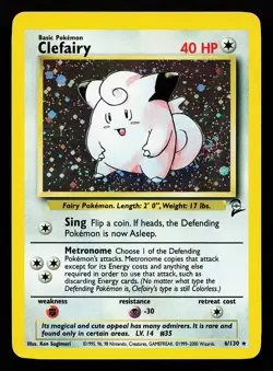 Clefairy 6/130 Holo Off Center Back ERROR Base Set 2 Pokemon Card - Image 1