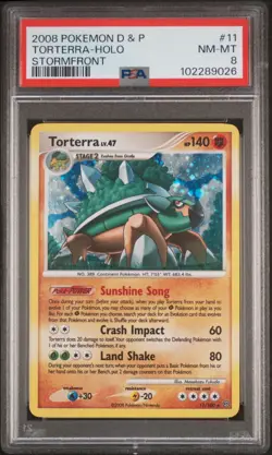 Pokemon PSA 8 Torterra #11 Holo Diamond & Pearl Stormfront 2008 English - Image 2