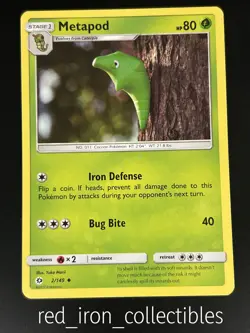 Metapod 2/149 Uncommon Sun & Moon Base Pokemon Card 2017 - Image 1