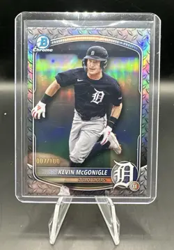 2025 Bowman Draft Chrome Kevin McGonigle Steel Metal Refractor #7/100 Jersey #! - Image 1