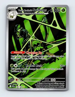NM Team Rocket's Spidops 187/182 Destined Rivals Illustration Rare Pokemon Card - Image 1