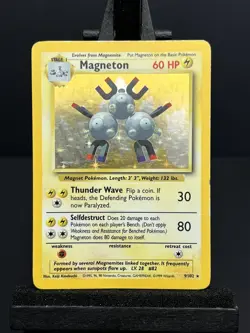 Pokemon Magneton Card 9/102 Base Set Holo Rare Vintage 1999 WOTC MP - Image 1