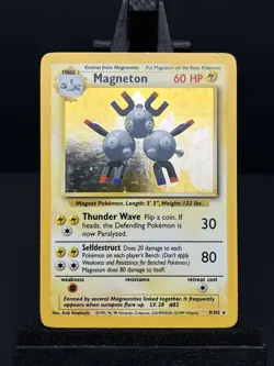 Pokemon Magneton Card 9/102 Base Set Holo Rare Vintage 1999 WOTC MP - Image 1