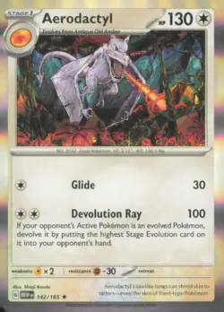 AERODACTYL 142/165 RARE 151 POKEMON HOLO NEAR MINT - Image 1
