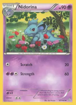 NIDORINA 67/160 UNCOMMON PRIMAL CLASH POKEMON NEAR MINT - Image 1