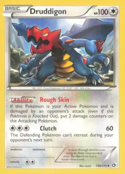 DRUDDIGON 106/113 UNCOMMON LEGENDARY TREASURES POKEMON NEAR MINT - Image 1