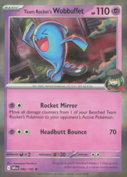 TEAM ROCKET'S WOBBUFFET 082/182 RARE DESTINED RIVALS POKEMON HOLO NEAR MINT - Image 1