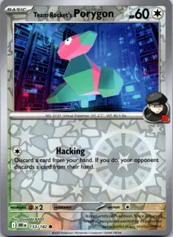 Team Rocket's Porygon 153/182 Common Destined Rivals Pokemon Reverse Holo NM - Image 1