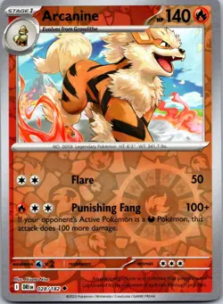 Arcanine 028/182 Uncommon Destined Rivals Pokemon Reverse Holo Near Mint - Image 1