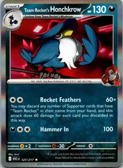 Team Rocket's Honchkrow 127/217 Rare Ascended Heroes Pokemon Holo Near Mint - Image 1