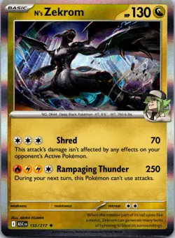N's Zekrom 155/217 Rare Ascended Heroes Pokemon Holo Near Mint - Image 1