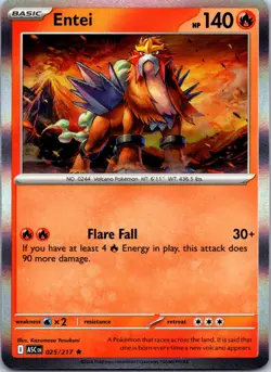 Entei 025/217 Rare Ascended Heroes Pokemon Holo Near Mint - Image 1
