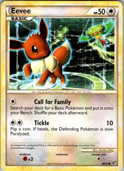 Eevee 48/90 Common HGSS Undaunted Pokemon Damaged - Image 1