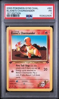 2000 POKEMON GYM CHALLENGE 1ST EDITION #60 BLAINE'S CHARMANDER PSA 1 - Image 1