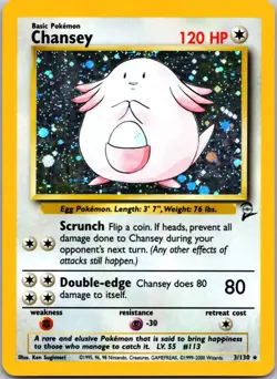Chansey 3/130 Holo Rare Base Set 2 Pokemon Near Mint - Image 1
