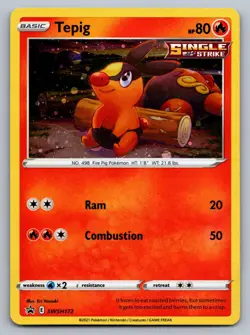 Tepig SWSH172 Holo Promo Sword & Shield Promo Pokemon LP - Image 1