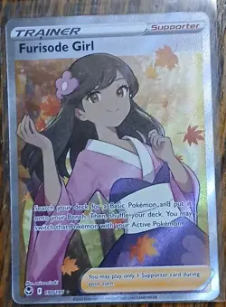 Pokemon Furisode Girl 190/195 Silver Tempest Trainer Full Art Ultra Rare Holo - Image 1
