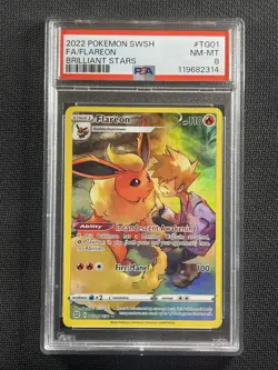 Pokemon Cards PSA 8 Flareon Brilliant Stars Full Art Swsh 2022 TG01/TG30 - Image 1