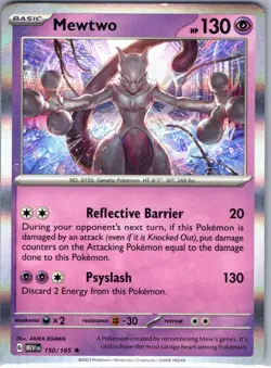 Mewtwo 150/165 Rare 151 Pokemon Holo Near Mint - Image 1