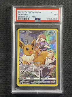 Pokemon Cards PSA 7 NM Eevee Brilliant Stars Full Art Swsh 2022 TG11/TG30 - Image 1