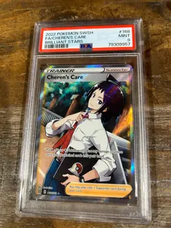 Pokemon 2022 Brilliant Stars Full Art Trainer CHEREN's CARE #168 PSA 9 Mint - Image 1