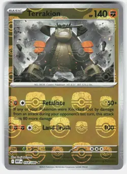 Terrakion (Master Ball Pattern) 054/086 Rare White Flare Pokemon Near Mint - Image 1
