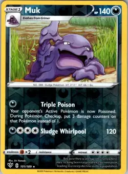 Muk 101/189 Darkness Ablaze Pokemon Reverse Holo Near Mint - Image 1