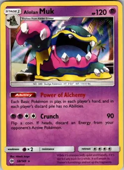 Alolan Muk 58/149 SM Base Set Pokemon Holo Near Mint - Image 1