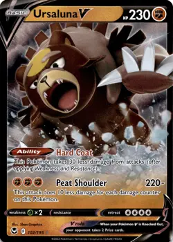 Ursaluna V - 102/195 - NM Silver Tempest Ultra Rare Pokemon TCG Card - Image 1