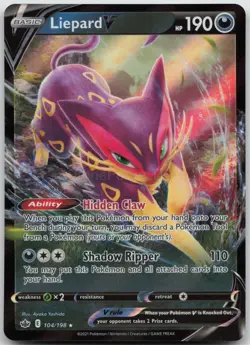 LIEPARD V 104/198 HOLO V RARE CHILLING REIGN POKEMON NM/M - Image 1