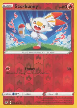 SCORBUNNY 030/202 COMMON SWORD & SHIELD POKEMON REVERSE HOLO NEAR MINT - Image 1