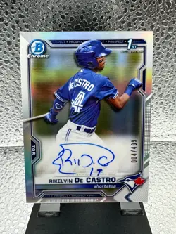2021 Bowman Chrome Rikelvin De Castro 1st Bowman Auto Refractor /499 - Image 1