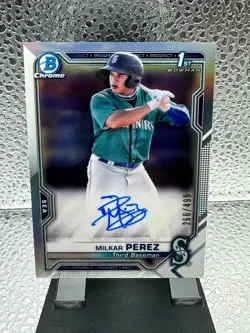 2021 Bowman Chrome Milkar Perez 1st Bowman Auto Refractor /499 - Image 1