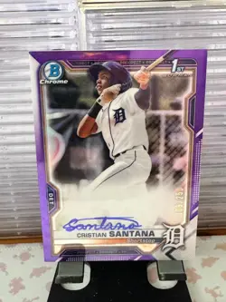 2021 Bowman Chrome Cristian Santana 1st Bowman Auto Purple Refractor /250 - Image 1