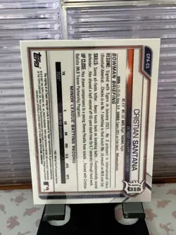 2021 Bowman Chrome Cristian Santana 1st Bowman Auto Purple Refractor /250 - Image 2