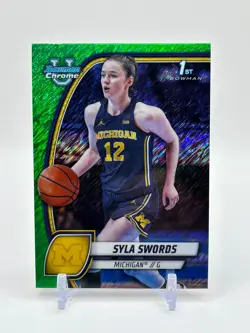 2024-25 Bowman U Chrome Syla Swords 1st Green Shimmer Refractor #65 Michigan - Image 1