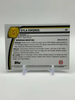 2024-25 Bowman U Chrome Syla Swords 1st Green Shimmer Refractor #65 Michigan - Image 2