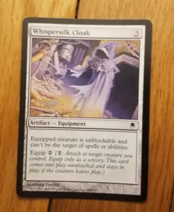 MTG 1x Whispersilk Cloak, NM, Darksteel Artifact Equipment Shroud Unblockable - Image 1